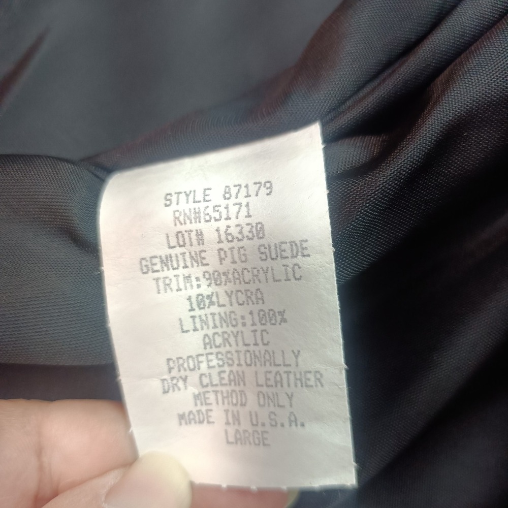 Outerwear By Phoenix Vtg 80'S Green Blue Pig Skin Leather Dress Women's L USA - Picture 3 of 9